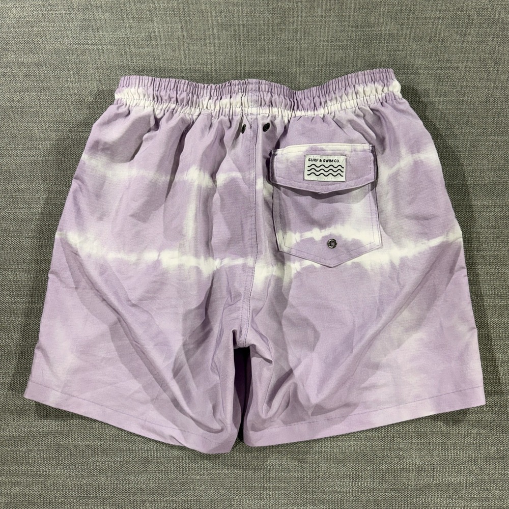 Surf &‎ Swim Co Swim Trunks Mens L Purple Tie Dye Excellent Board Shorts